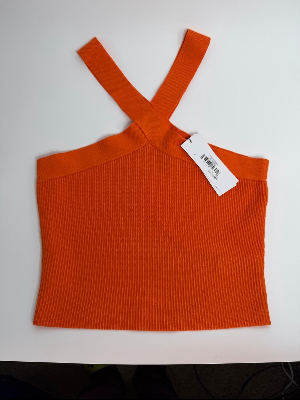 The Drop’s Zaire Fire Orange Cross Halter Ribbed Crop Top in Orange, Size M, NWT - Picture 2 of 13